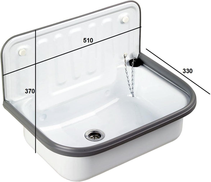 Ausgussbecken Spülbecken aus Stahl emailliert 51x33x37cm weiss ver, A2