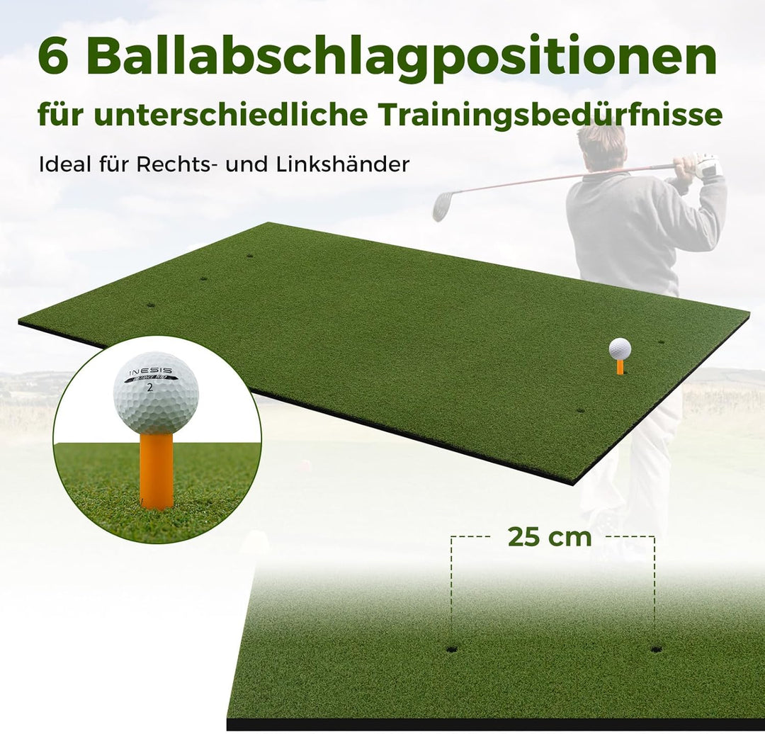 COSTWAY Golf Abschlagmatte, Golf Übungsmatte inkl. 2 Gummi-Tees und 2 Ausrichtungsstäbe, Golfmatte m