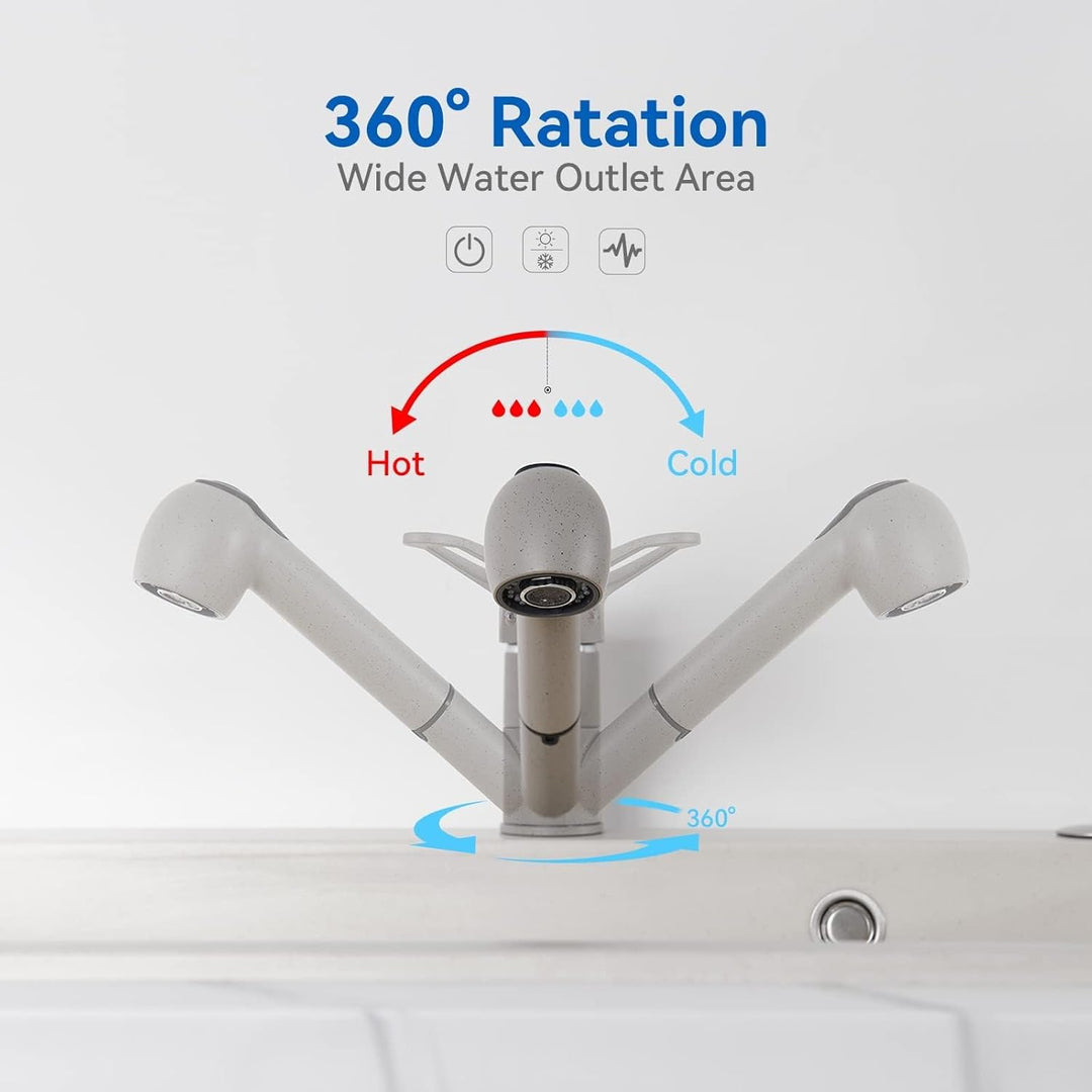 Wasserhahn Küche Ausziehbar, Auralum Küchenarmatur mit Brause Ausziehbar, Mischbatterie Küche mit 2