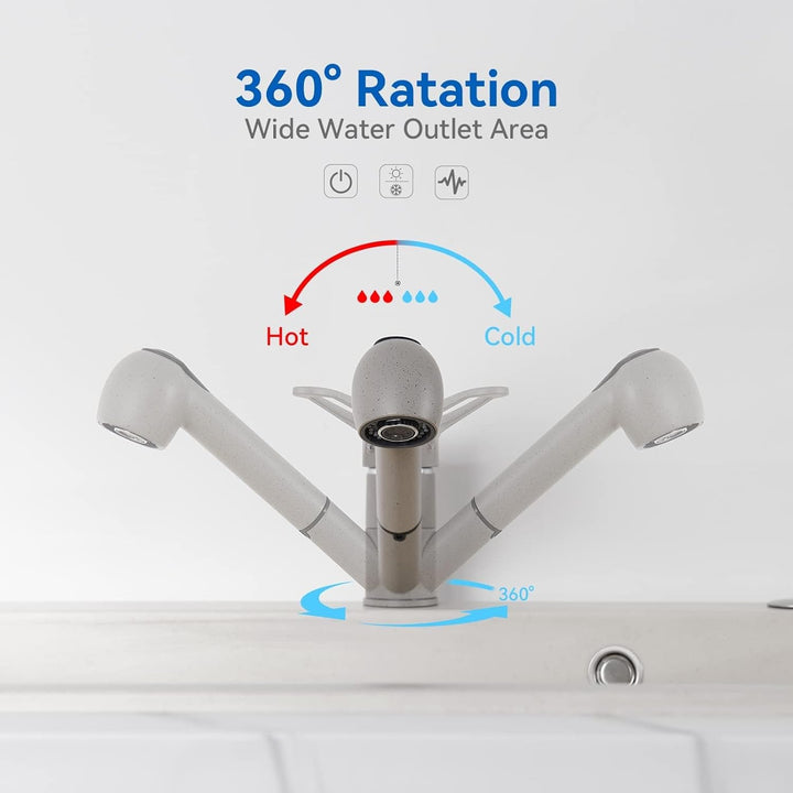 Wasserhahn Küche Ausziehbar, Auralum Küchenarmatur mit Brause Ausziehbar, Mischbatterie Küche mit 2