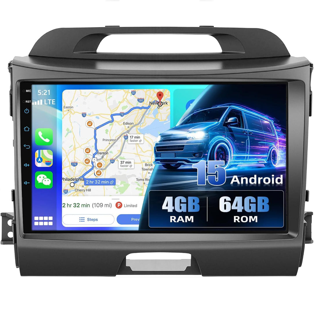 CAMECHO 4G+64G Android 15 Autoradio für Kia Sportage 3 III SL 2010-2016 mit Navi Carplay Android Aut