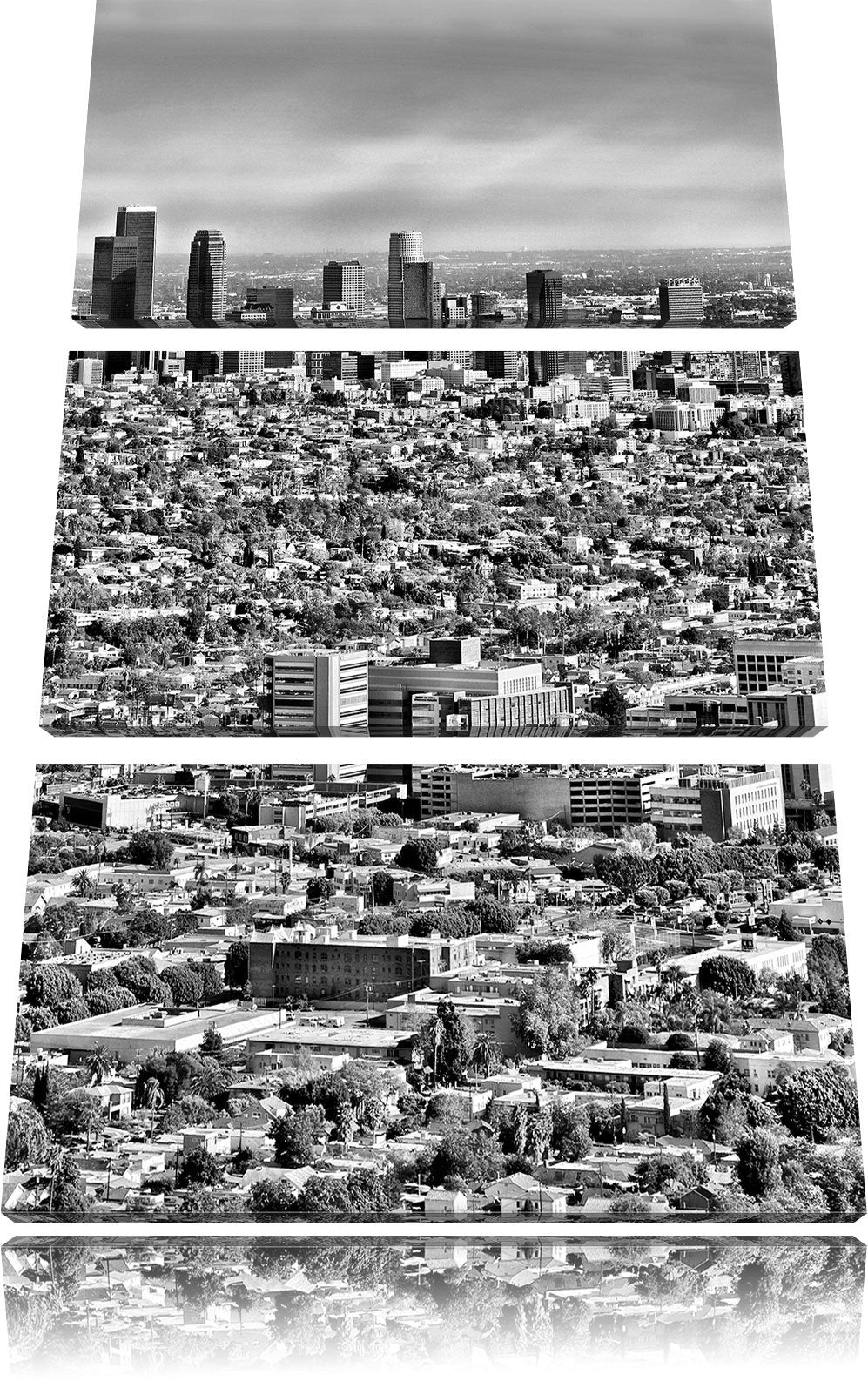 Pixxprint Los Angeles City Skyline als Leinwandbild/Grösse: 3 Teilig (120x80 cm) cm/Wandbild/Kunstdr