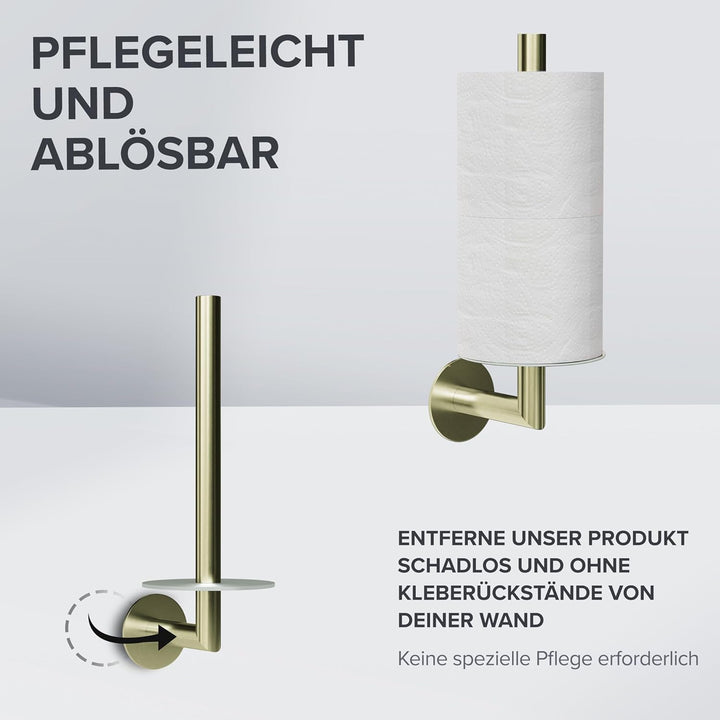Ersatzrollenhalter Giskesanden Gold zum Kleben 3M | aus Edelstahl und Glas | Toilettenpapier Rollen