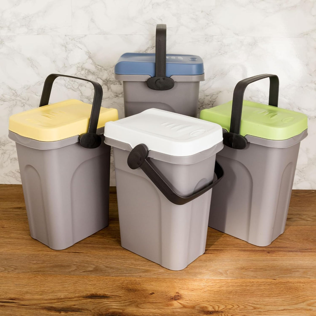 4x 7 Liter Windeleimer Geruchsdicht Blau Gelb Grün Weiss, Biomülleimer Küche, Bio Mülleimer Klein ve