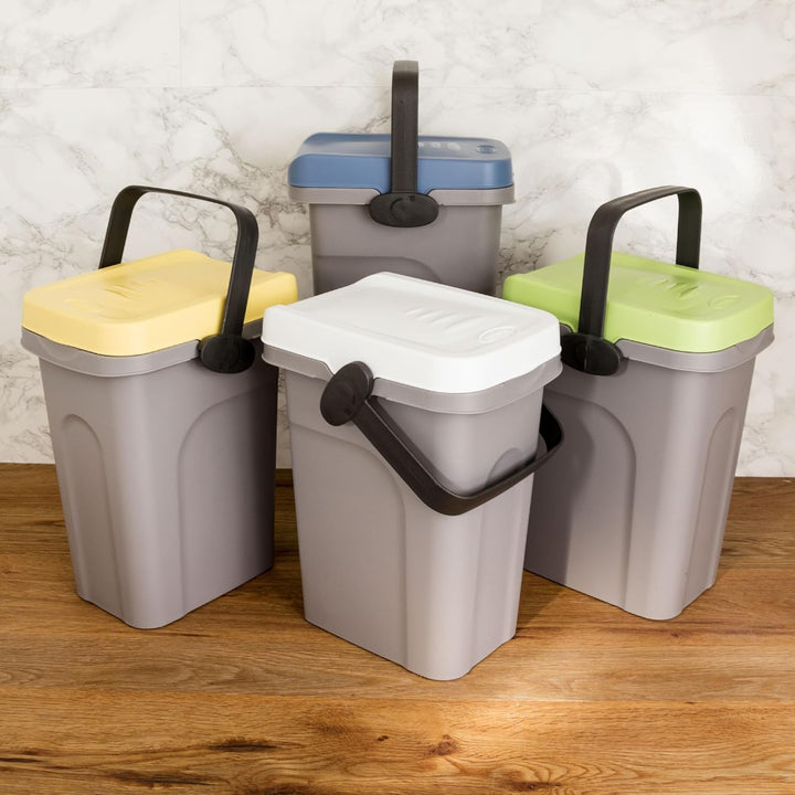 4x 7 Liter Windeleimer Geruchsdicht Blau Gelb Grün Weiss, Biomülleimer Küche, Bio Mülleimer Klein ve