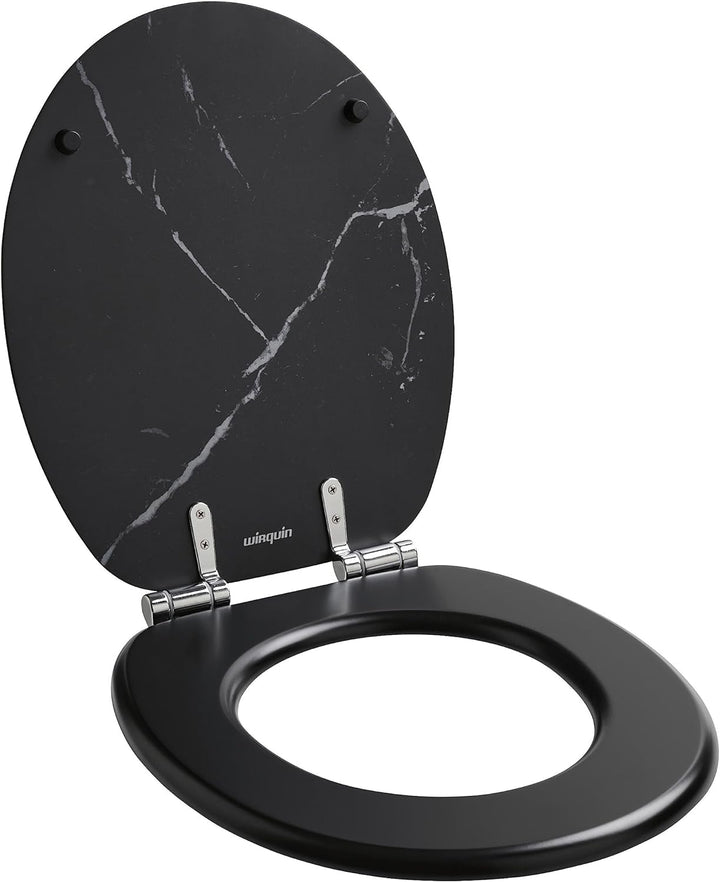 Wirquin 20724239 WC-Sitz Woody 100% FSC, schwarz marmoriert