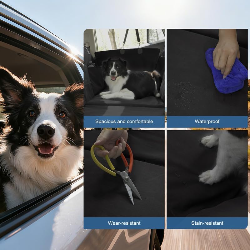 Hundedecke für Auto Rückbank, Rücksitz mit Seitenschutz und Sichtfenster, Kratzfeste und Wasserabwei