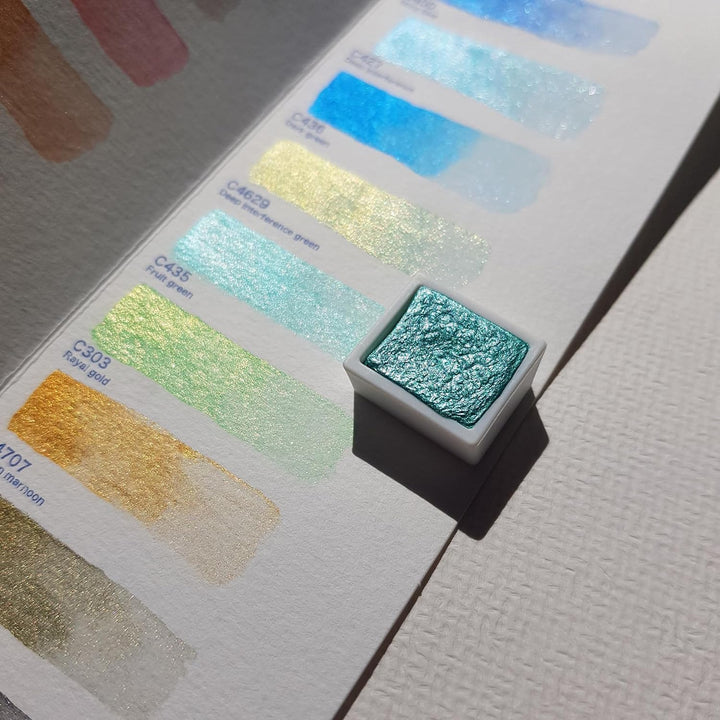 Aquarellfarben Set [24x Metallic Glitzerfarben] – Aquarell Set unterwegs im Metallkoffer inkl. Misch
