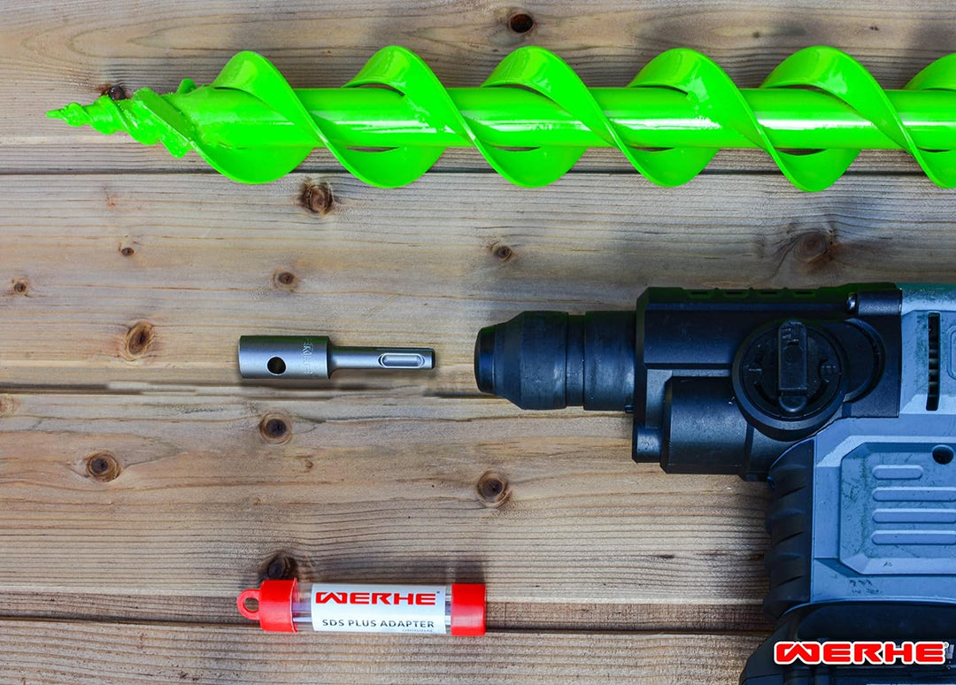 WERHE Erdbohrer 120mm mit SDS Plus Aufnahme Robuste Bohrspitze Pfahlbohrer Bohrer