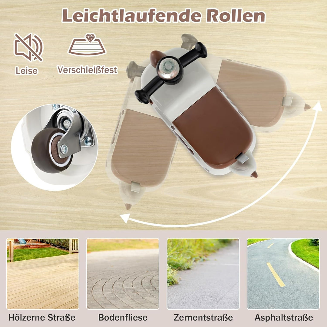 DREAMADE Rutschauto, Dinosaurier Rutschfahrzeug mit Hupe, Musik, Lichtern, Stauraum unter dem Sitz &