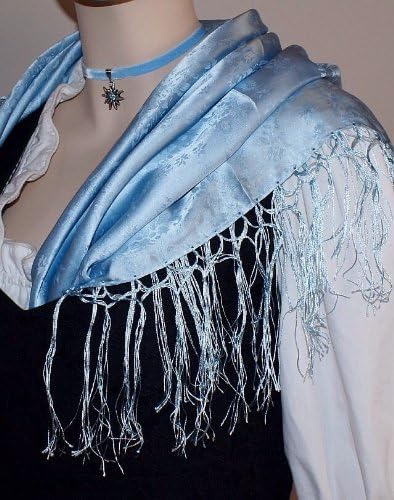 Seidentuch Dirndl-Trachtentuch Tuch hellblau 75x75cm Dirndltuch Seide Fransentuch Tracht Trachtensei
