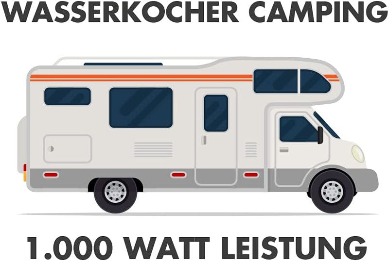 GASTROBACK 42445 Design Wasserkocher Camping, 1 Liter Edelstahl-Behälter mit Füllstandsanzeige, bele