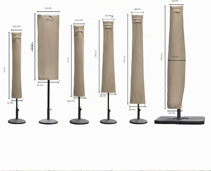 Sekey Schutzhülle für Ø 300 cm Sonnenschirm, Abdeckhauben für Sonnenschirm 170cm×27.5/33.5cm Taupe,