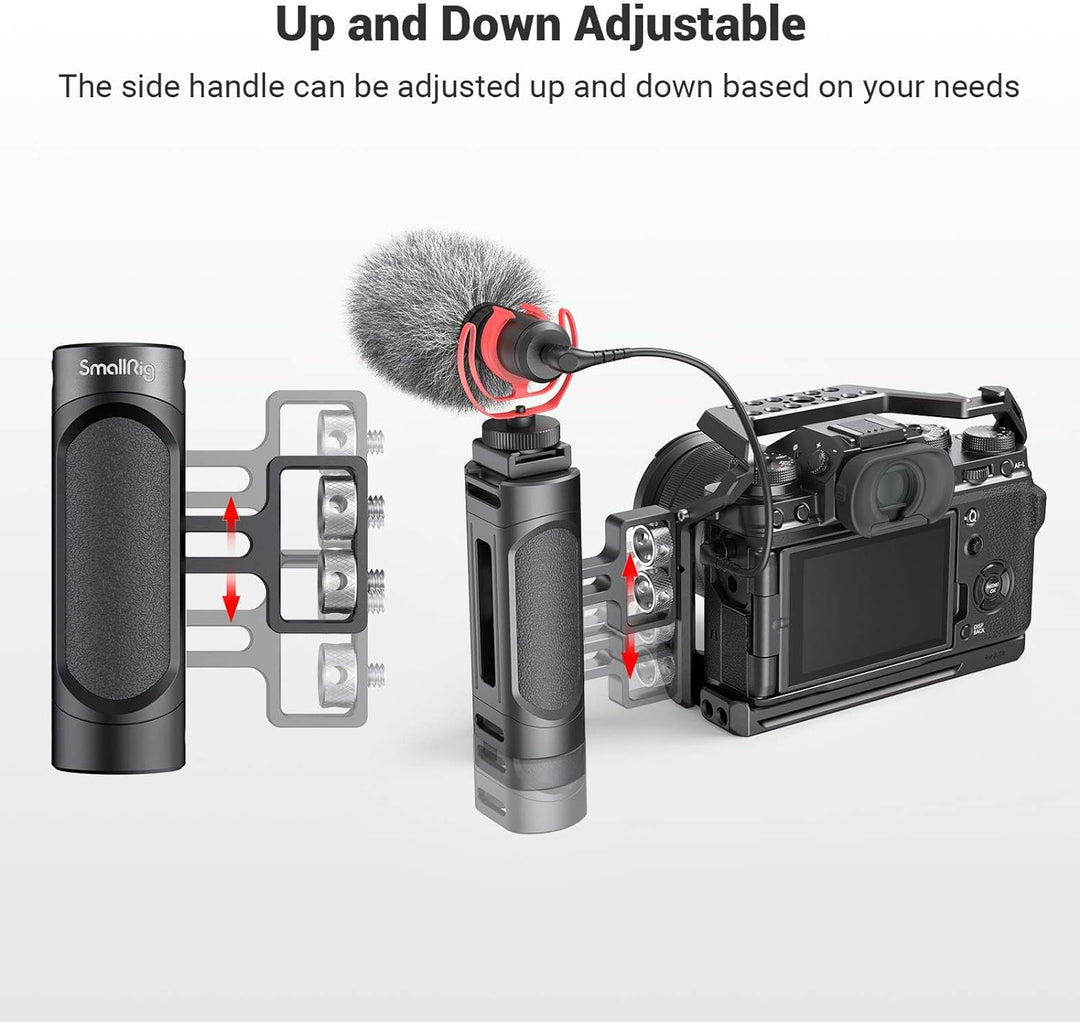 SMALLRIG Mini Seitengriff Side Handle mit doppelter 1/4”-20 Schrauben für DSLR Kamera Cage, Up and D