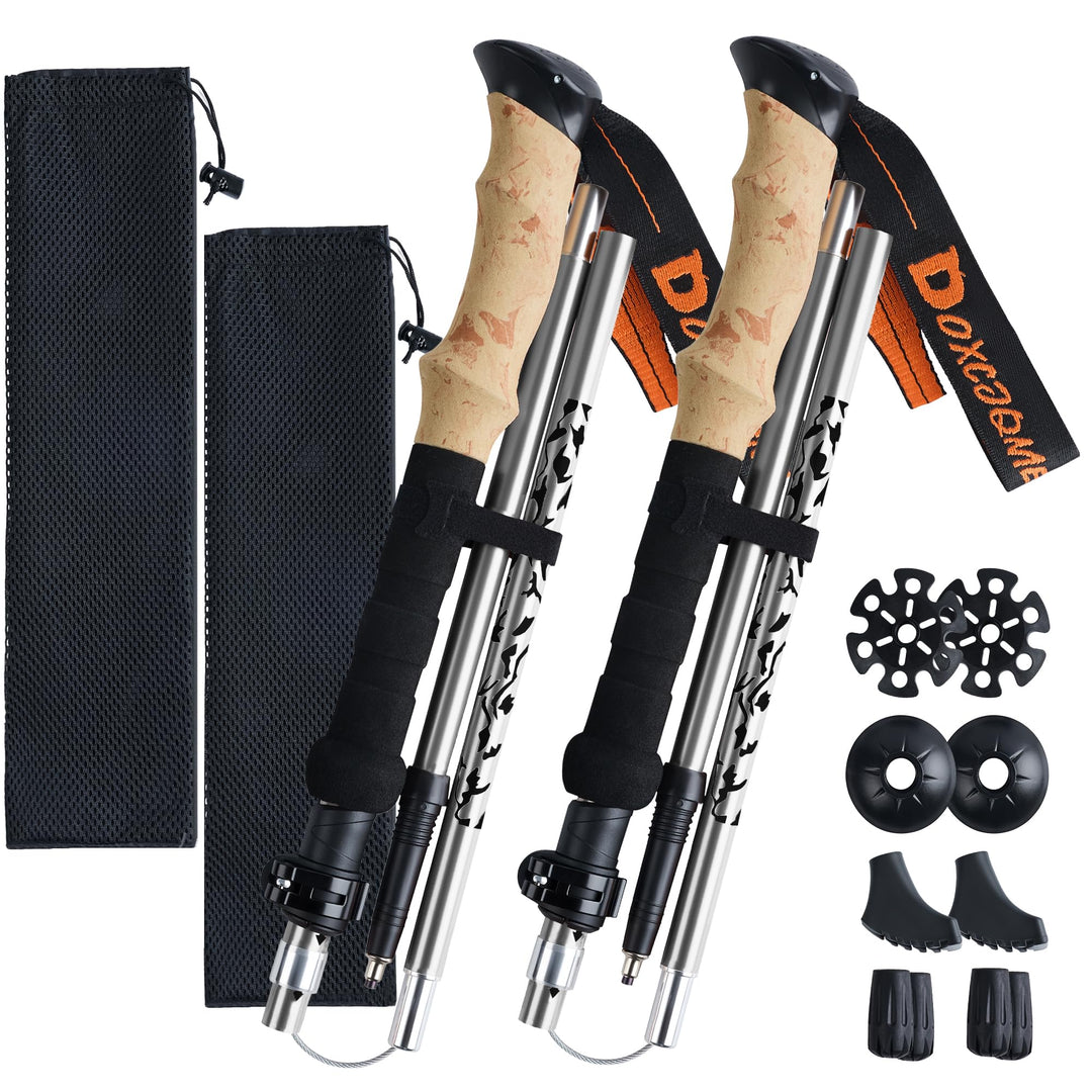 Teleskop Wanderstöcke 2PCS Trekkingstöcke Nordic Walking Stöcke Damen Herren Faltbar 110-130cm Rubbe