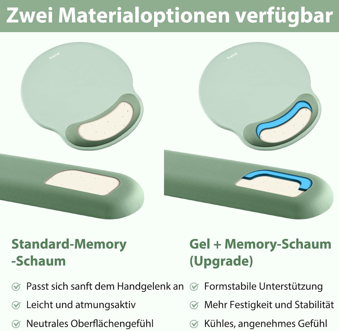 Mauspad & Tastatur Handballenauflage, 3-in-1 Ergonomisches Gel Memory Foam Mauspad mit Handgelenkstü