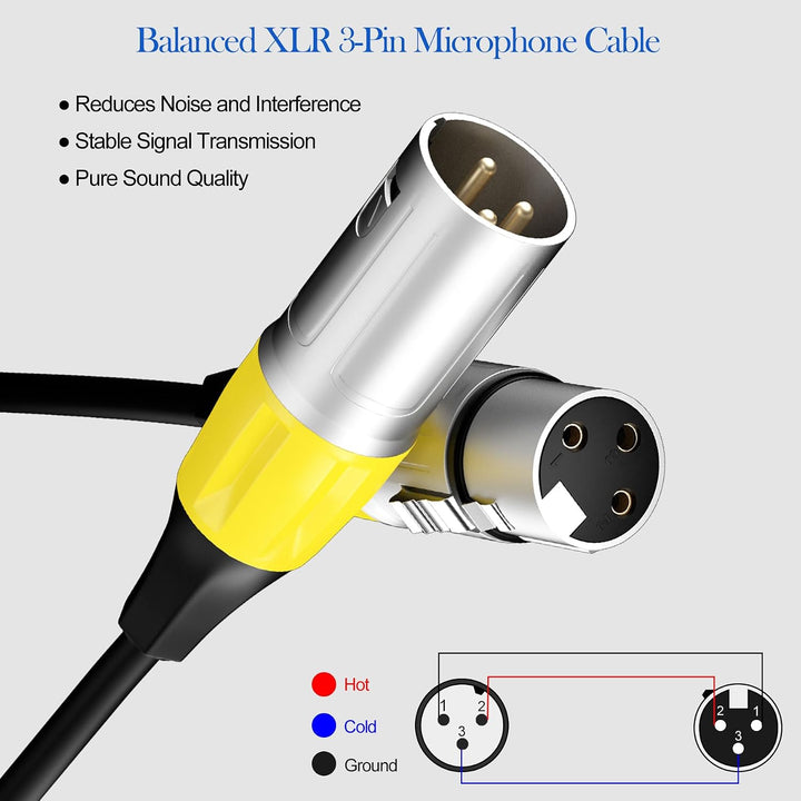 Tisino XLR Kabel Mikrofonkabel, 6-Farben-Packung XLR-Kabel, 2m 1m-6PACK, 1m-6PACK