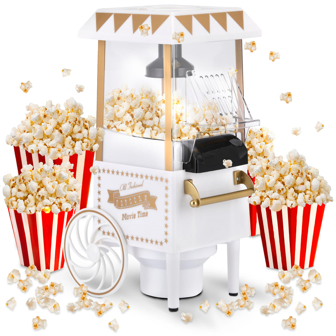 NK Popcornmaschine Retro 1.200W Heissluft – Popcorn Maker Ohne Öl, 0.3L Klein und Kompakt, Schnelle