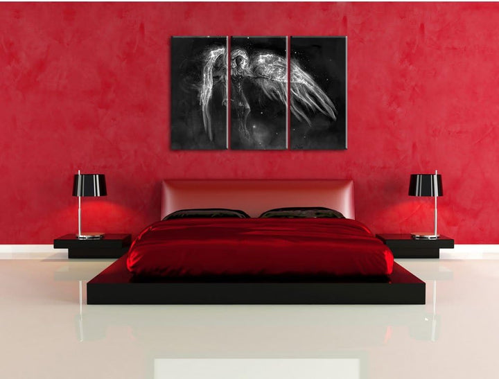 Pixxprint Alien Teufel im Weltraum als Leinwandbild | Grösse: 3 Teilig (120x80) | Wandbild| Kunstdru