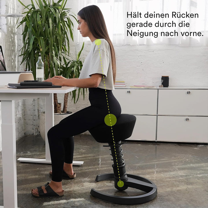 aeris Swopper Air – Ergonomischer Hocker mit extra weicher Polsterung – Bürohocker höhenverstellbar