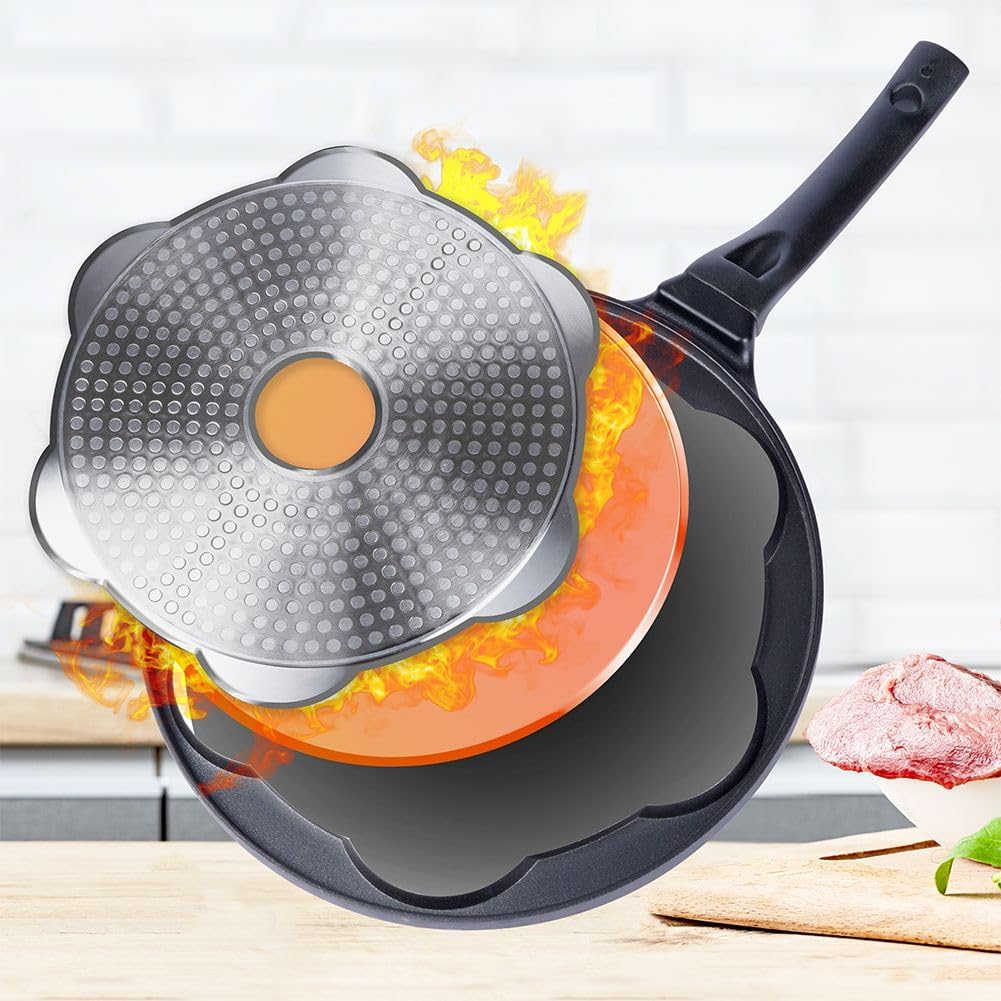 ORION Augenpfanne Ø 27 cm | Spiegelei-Pfanne für 7 Eier | Crepepfanne für Gas | fur Induktion, mit a