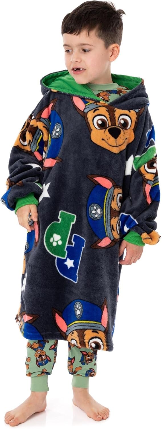 Paw Patrol Boys Oversized Blanket Hoodie | Kinder Mädchen jagen Polizei Rettung Tier Cartoon Grau Vu