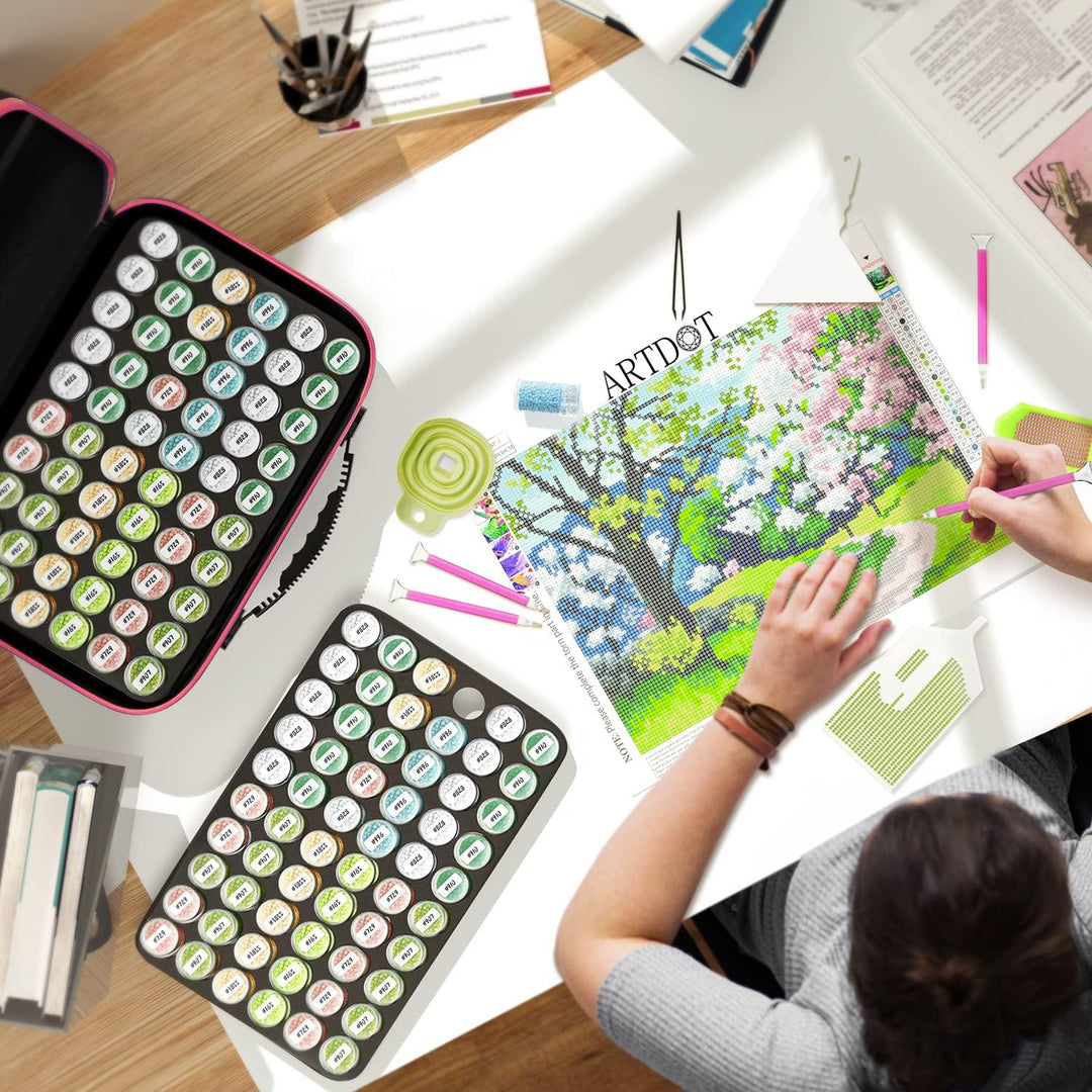 ARTDOT 5D Diamond Painting Zubehör Boxen, 120 Stück Diamond Painting koffer für diamond painting bil