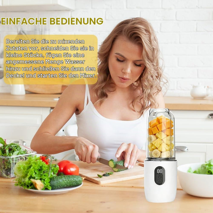 Tragbarer Mixer Smoothie Maker To Go, 500ml Smoothie Maker mit 16 Rostfreien Klingen, Digitalanzeige