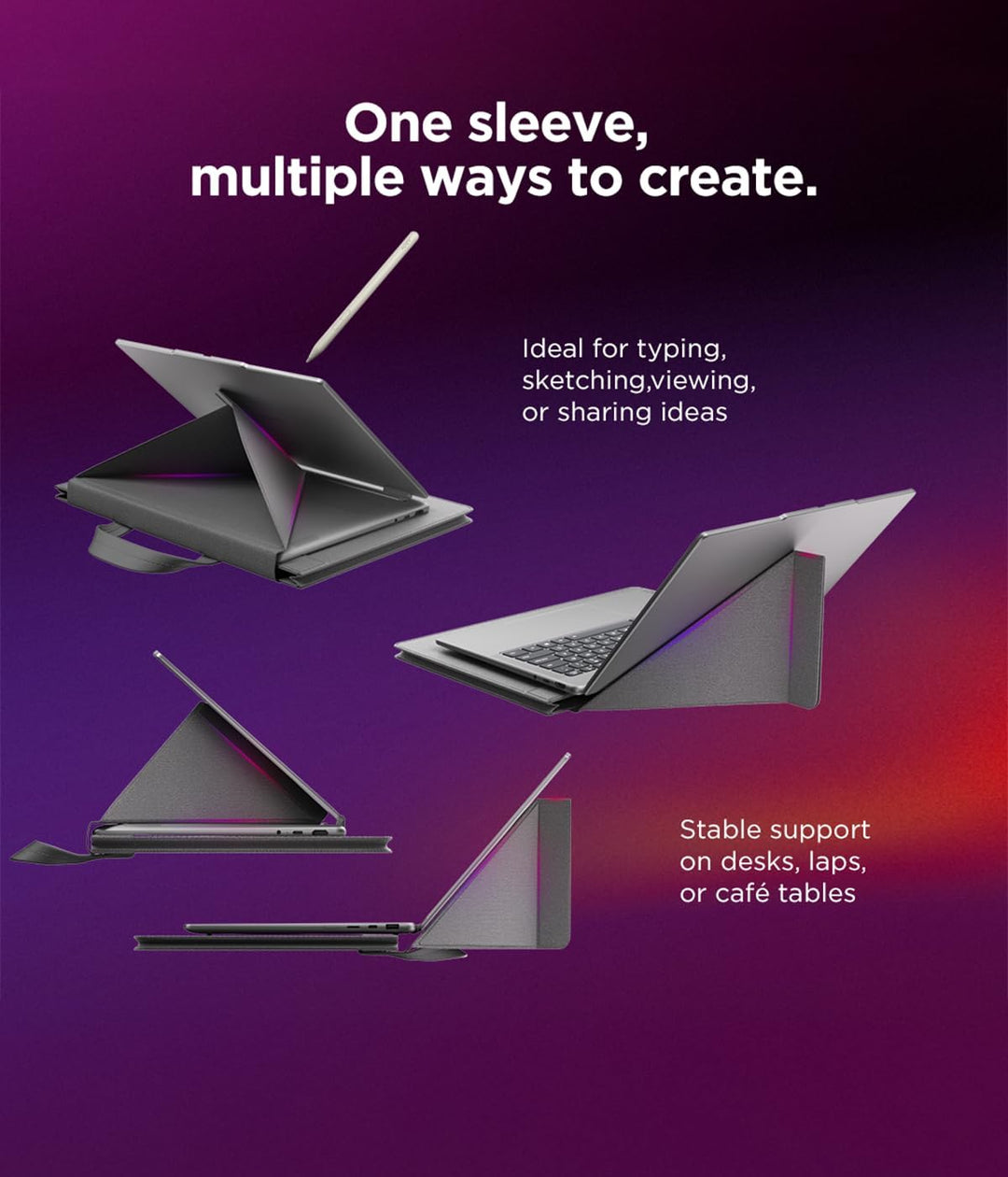 Lenovo Yoga Tote Sleeve | Flexibel Laptophülle 14 Zoll | Schlank und Leicht | Farbe Luna Grau Seashe