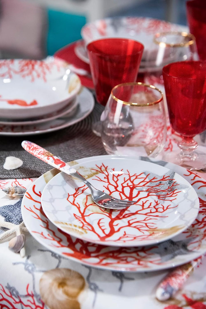 Excelsa 62499 Coral Tafelservice, 18-teilig, Porzellan, rot