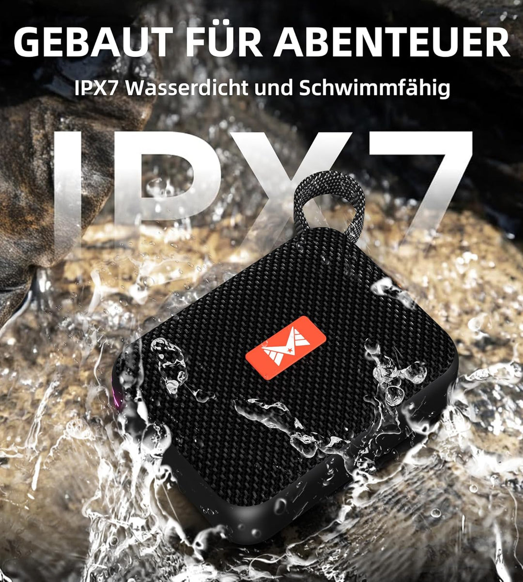 Musikbox Bluetooth, Bluetooth Lautsprecher mit Beat-Synchronisationslicht, IPX7-Wasserdicht, Musikbo