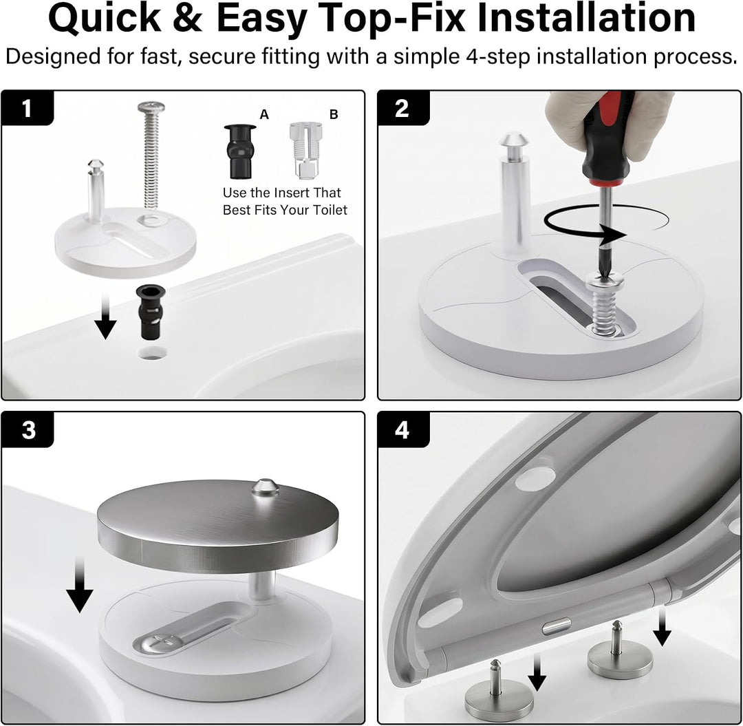 WC-Sitz Soft Close, Soft Close WC-Sitz mit Schnellverschluss für einfache Reinigung, Standard-Klo-To