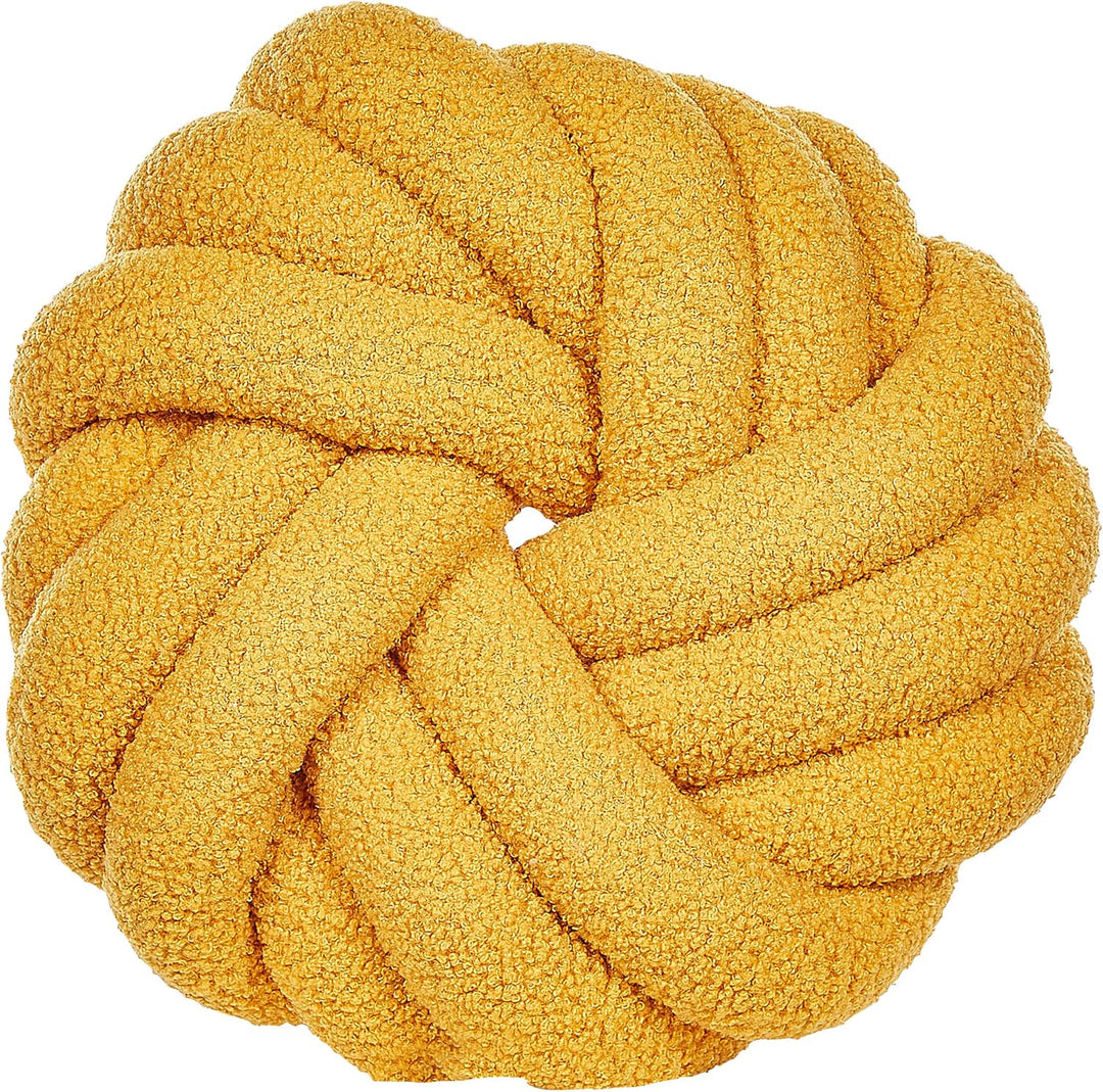 Set aus 2 Knotenkissen modern Gelb Bouclé Plüsch Geflecht 31 x 31 cm Akola