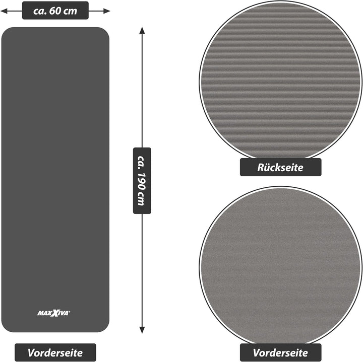 Yogamatte - 190x60x1,5 cm oder 190x100x1,5 cm, mit Tragegurt, Phthalatfrei, Rutschfest, Farbwahl - G