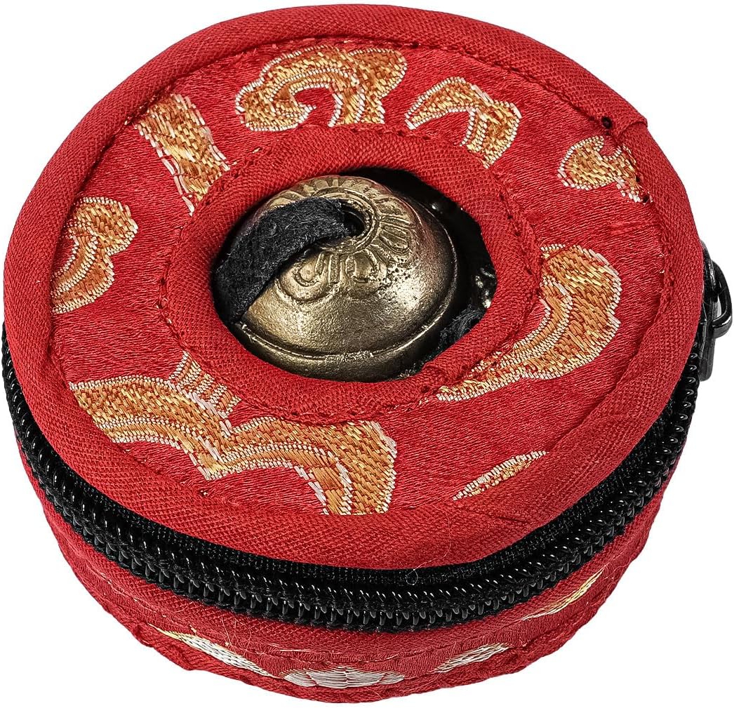 Sarini Tibetische Dingxia-Glocke mit Tasche, 6,5 cm, handgefertigt, Yoga-Glocke, Meditationsglocke,