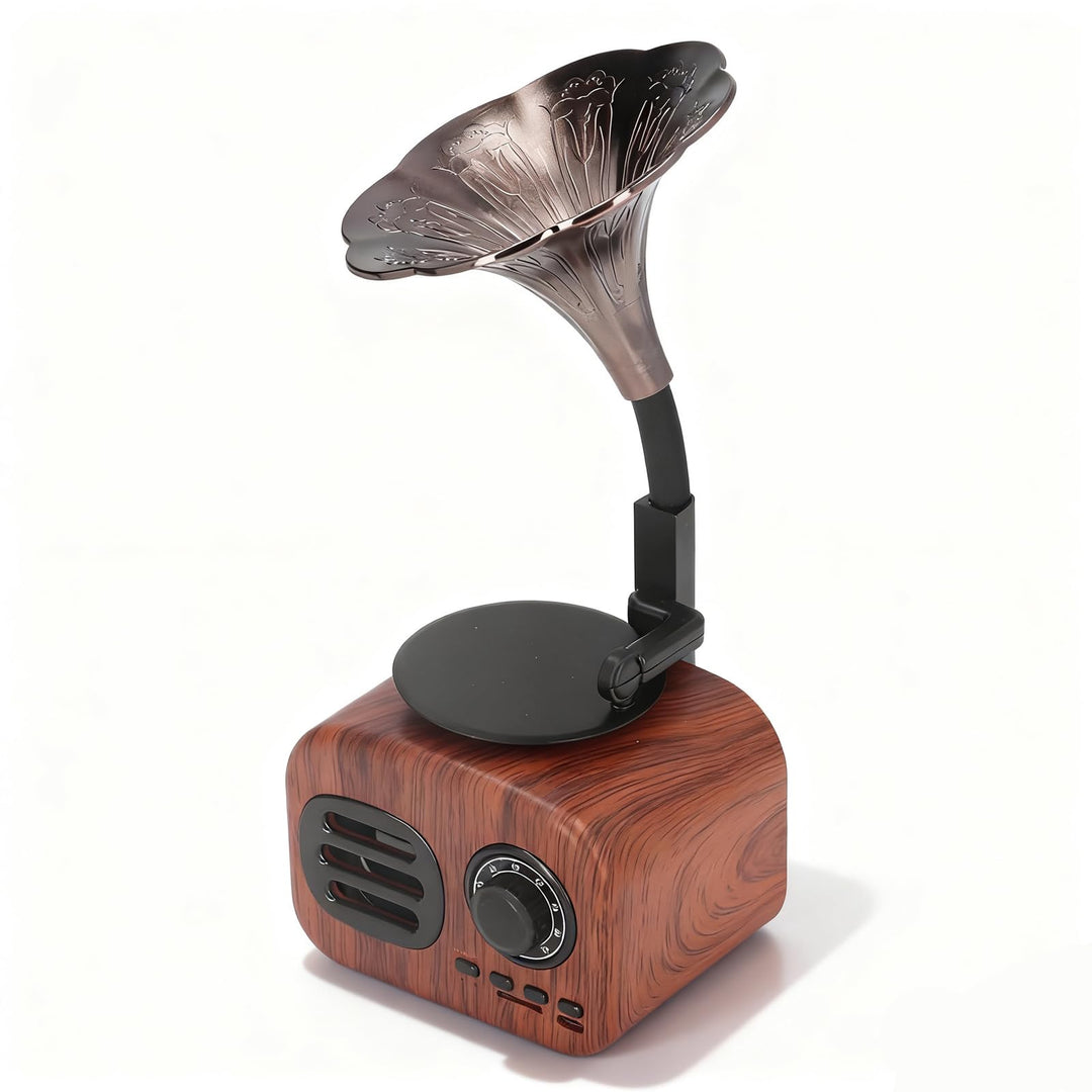 MOUMOUTEN Retro-Grammophon, Musikbox, tragbarer kabelloser Vintage-Lautsprecher, 5 W USB, wiederaufl
