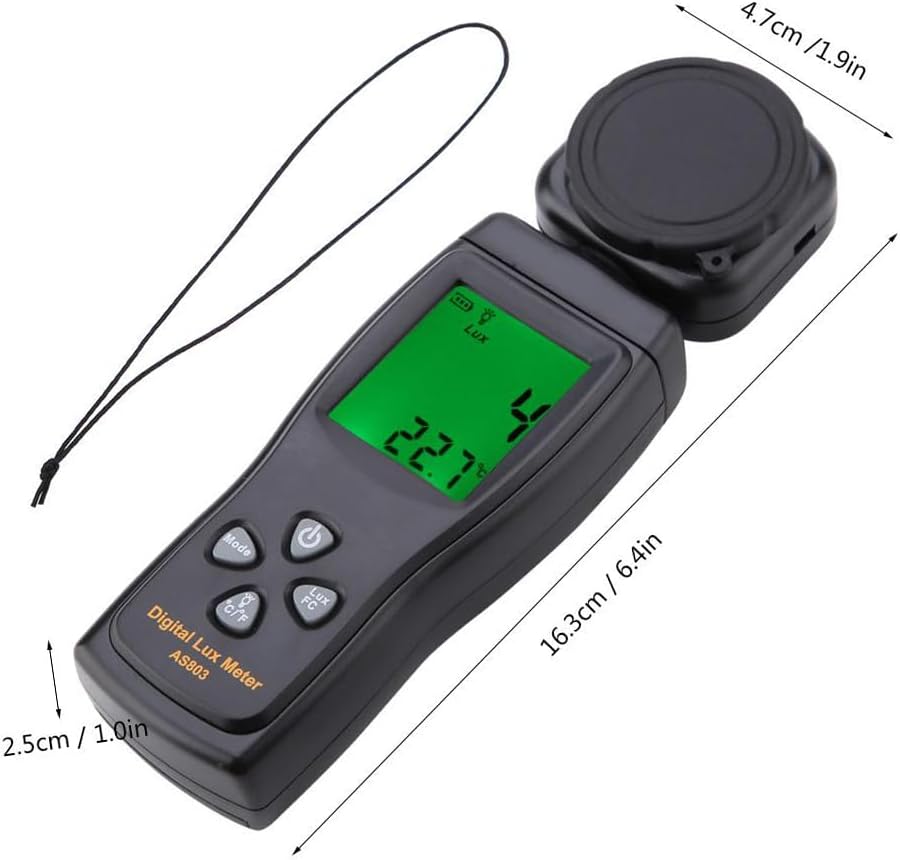 Fyearfly Digitales Luxmeter, 1-200.000 Lux As803 Beleuchtungstester Helligkeitsmessgerät Mit Ultragr