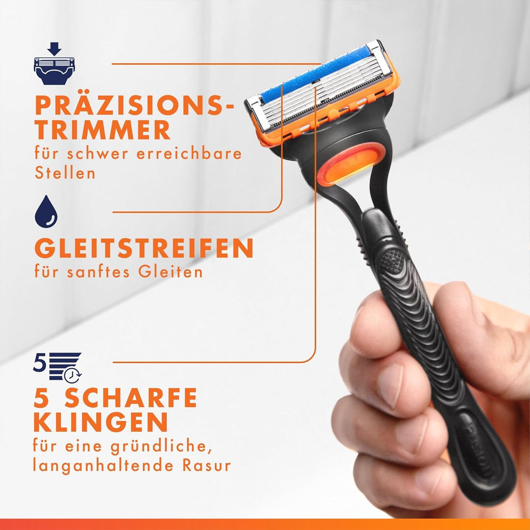 Gillette Fusion5 8 Ersatzklingen, mit grösserem Gleitstreifen für ein sanftes Gleiten und 5 Klingen