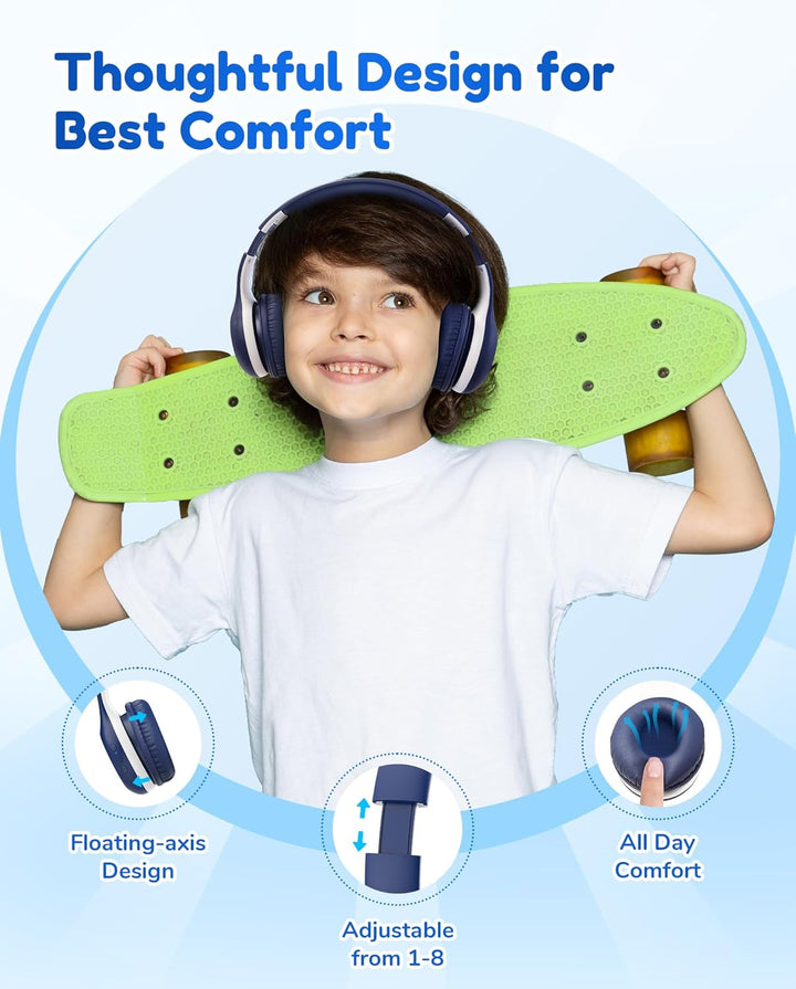 EarFun Bluetooth Kopfhörer Kinder, 85/94dB Lautstärkeregelung, HiFi Sound, HD-Mikrofon, 40 Std Akku,