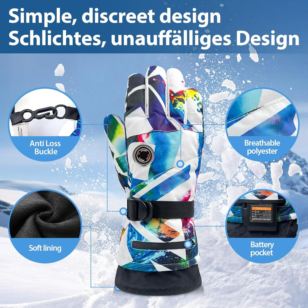AROMA SEASON Beheizbare Handschuhe mit Akku für Männer und Frauen | Ideal für Skifahren und Snowboar