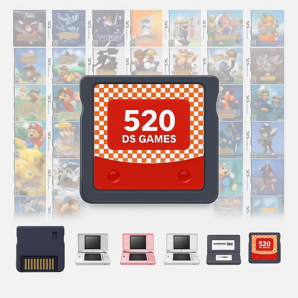 DS-Spiel, 520-in-1-Spielkassette, Multicart, Game Pack Card Super Combo für DS DSL DSi 3DS 2DS XL/LL