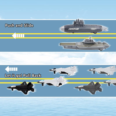 deAO 19PCS Marine Militär Spielzeug, mit U-Boot, Flugzeugträger, Schlachtschiffe, Kampfflugzeuge, Mo