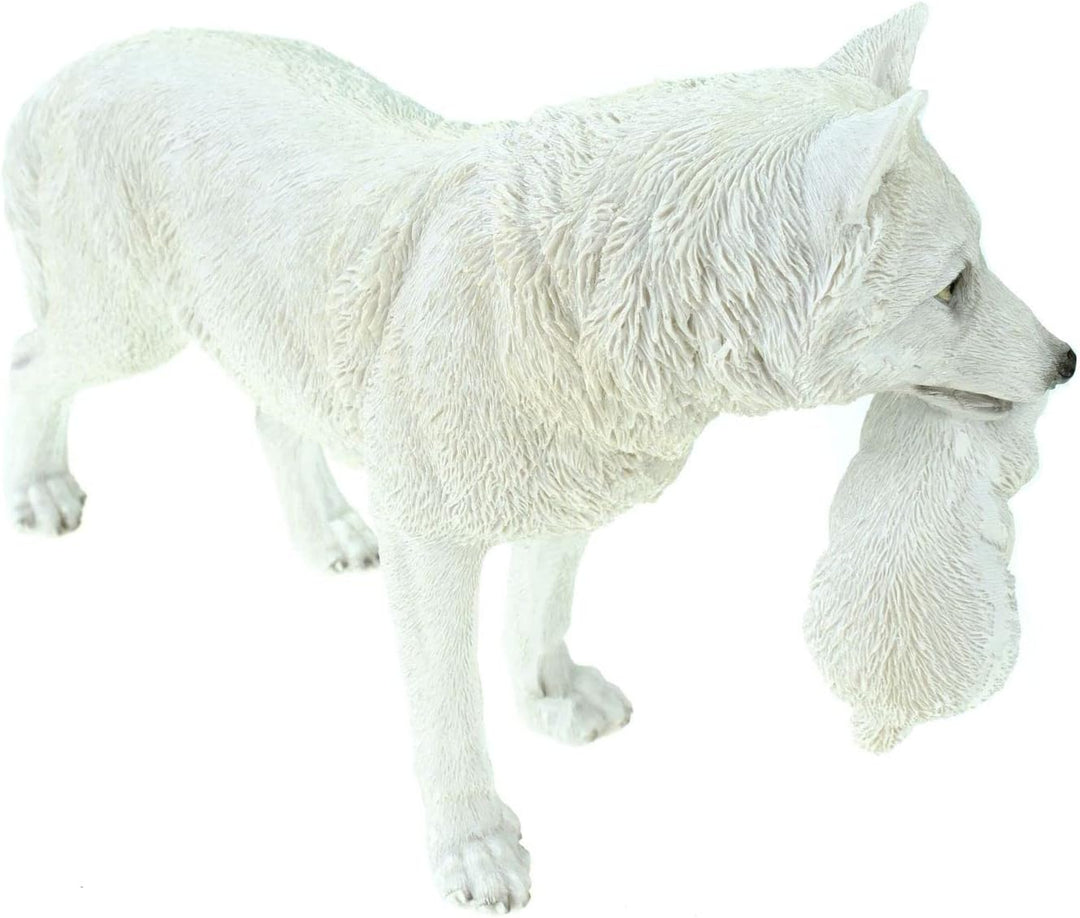 VOGLER Joh. Vogler GmbH Dekofigur Wolf mit Jungem im Maul 30 cm Figur Weiss Tierfigur