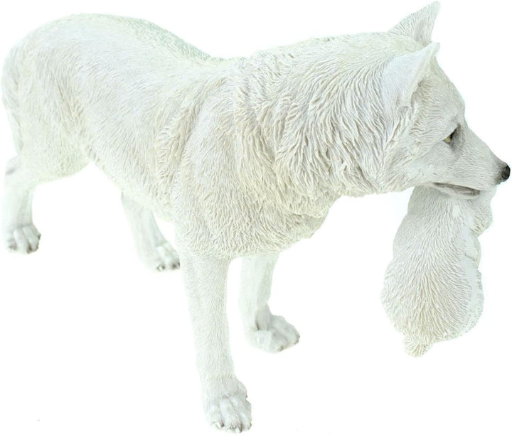 VOGLER Joh. Vogler GmbH Dekofigur Wolf mit Jungem im Maul 30 cm Figur Weiss Tierfigur
