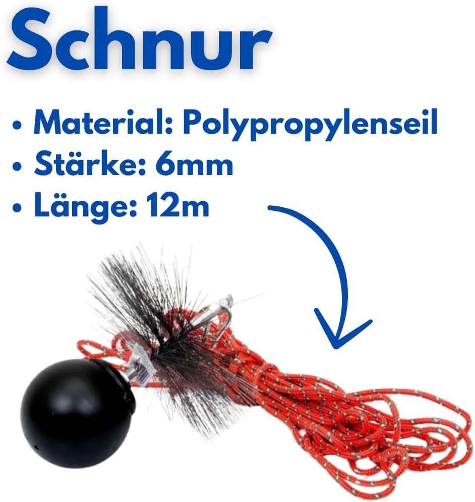 pokm toolsmarket - 200mm / 2,5kg Reinigungsset Schornsteinbesen Set Kaminbürste Kaminbesen + Zugseil