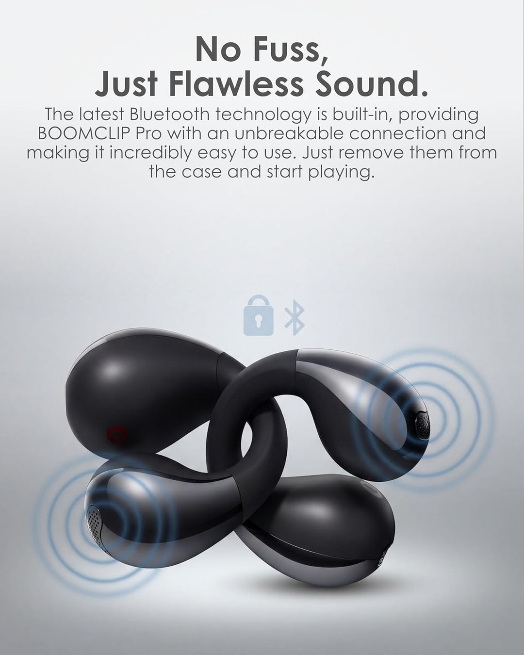 Boompods BOOMCLIP PRO - Open Ear Kopfhörer Bluetooth & Clip On Wireless Ohrclip-Ohrhörer mit 9 Std