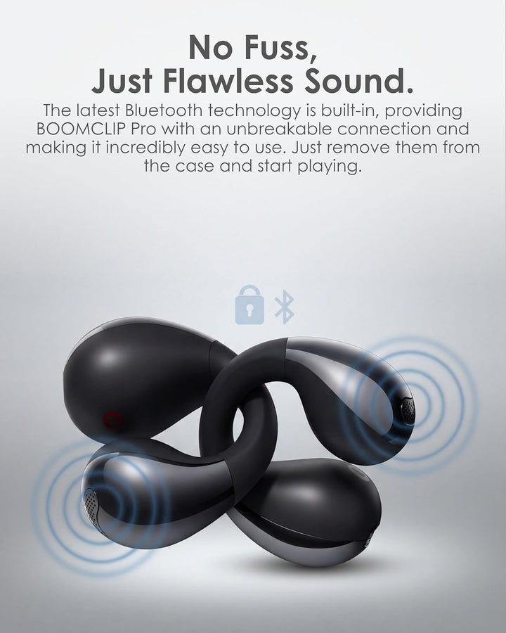 Boompods BOOMCLIP PRO - Open Ear Kopfhörer Bluetooth & Clip On Wireless Ohrclip-Ohrhörer mit 9 Std