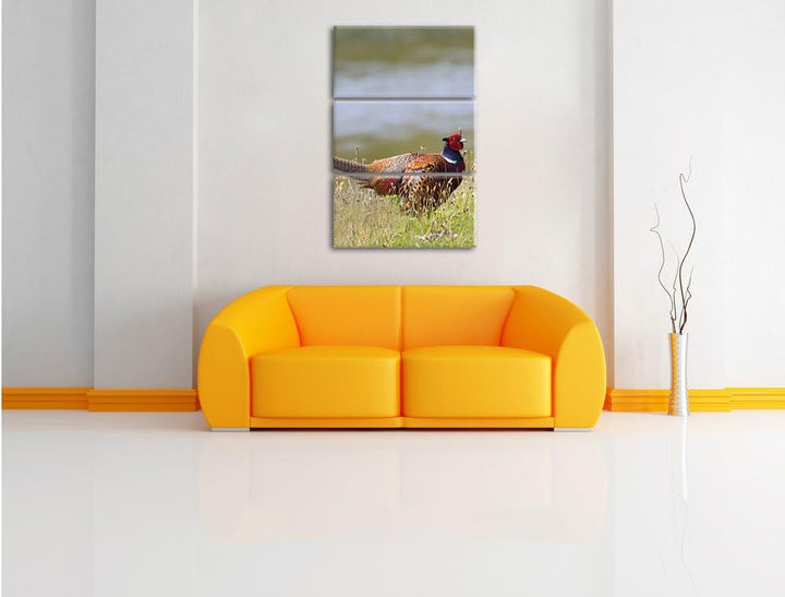 Pixxprint Fussabdrücke mit Steinen gelegt als Leinwandbild/Grösse: 3 Teilig (120x80) / Wandbild/Kuns