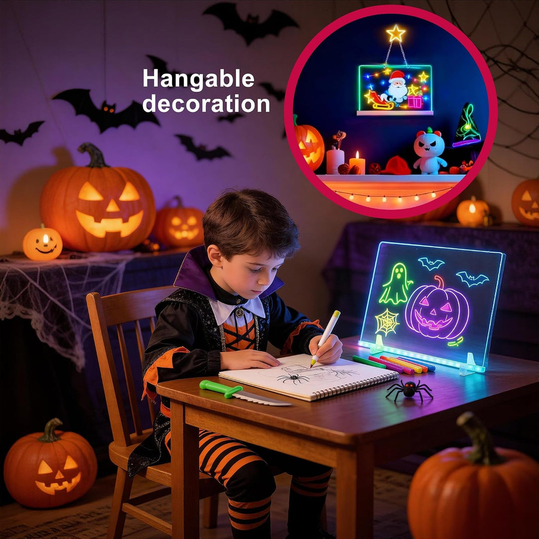LED Zeichenbrett aus Acryl, 35 x 25 cm | Verbesserte Version von LED Maltafel Kinder, 13 Farben &amp; 6