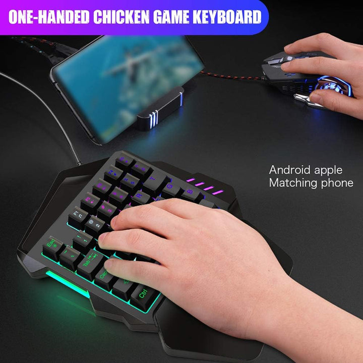 Hintergrundbeleuchtung Einhand Gaming Tastatur und Maus Kombination, 35 Tasten LED Hintergrundbeleuc